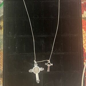 Silver Cross Pendant Necklace